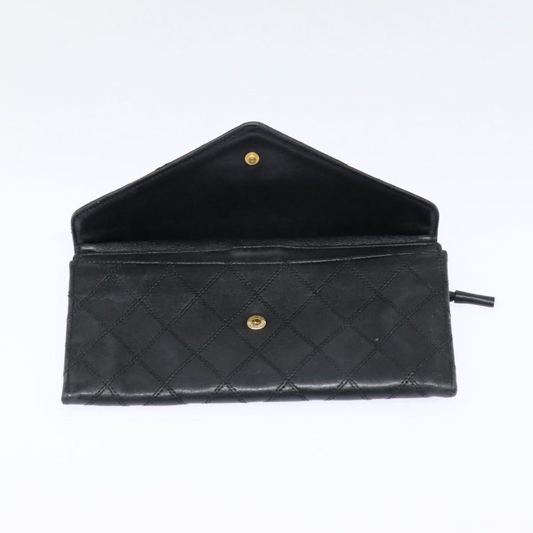 Chanel Bicolore Wallet Leather Black Gold CC Auth bs17489