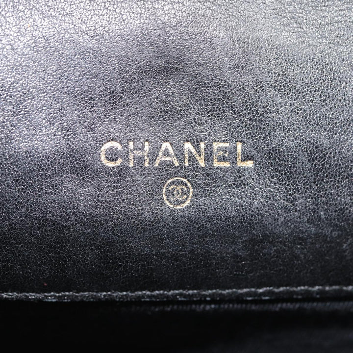 Chanel Bicolore Wallet Leather Black Gold CC Auth bs17489