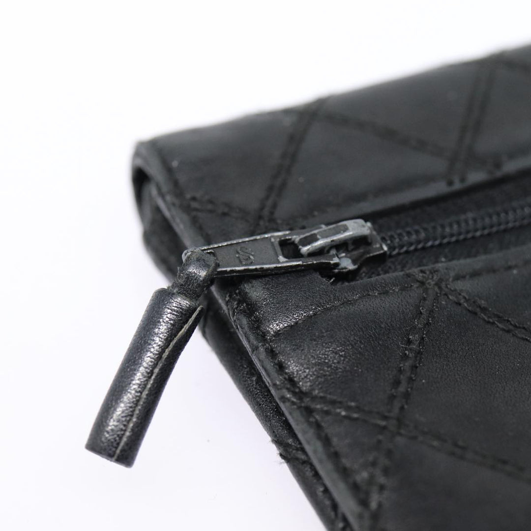 Chanel Bicolore Wallet Leather Black Gold CC Auth bs17489