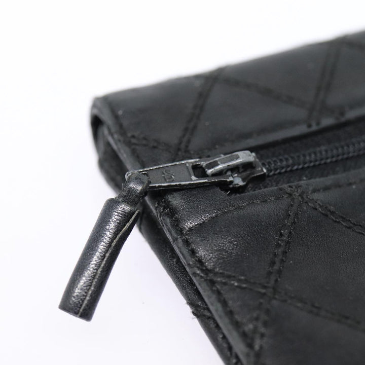 Chanel Bicolore Wallet Leather Black Gold CC Auth bs17489