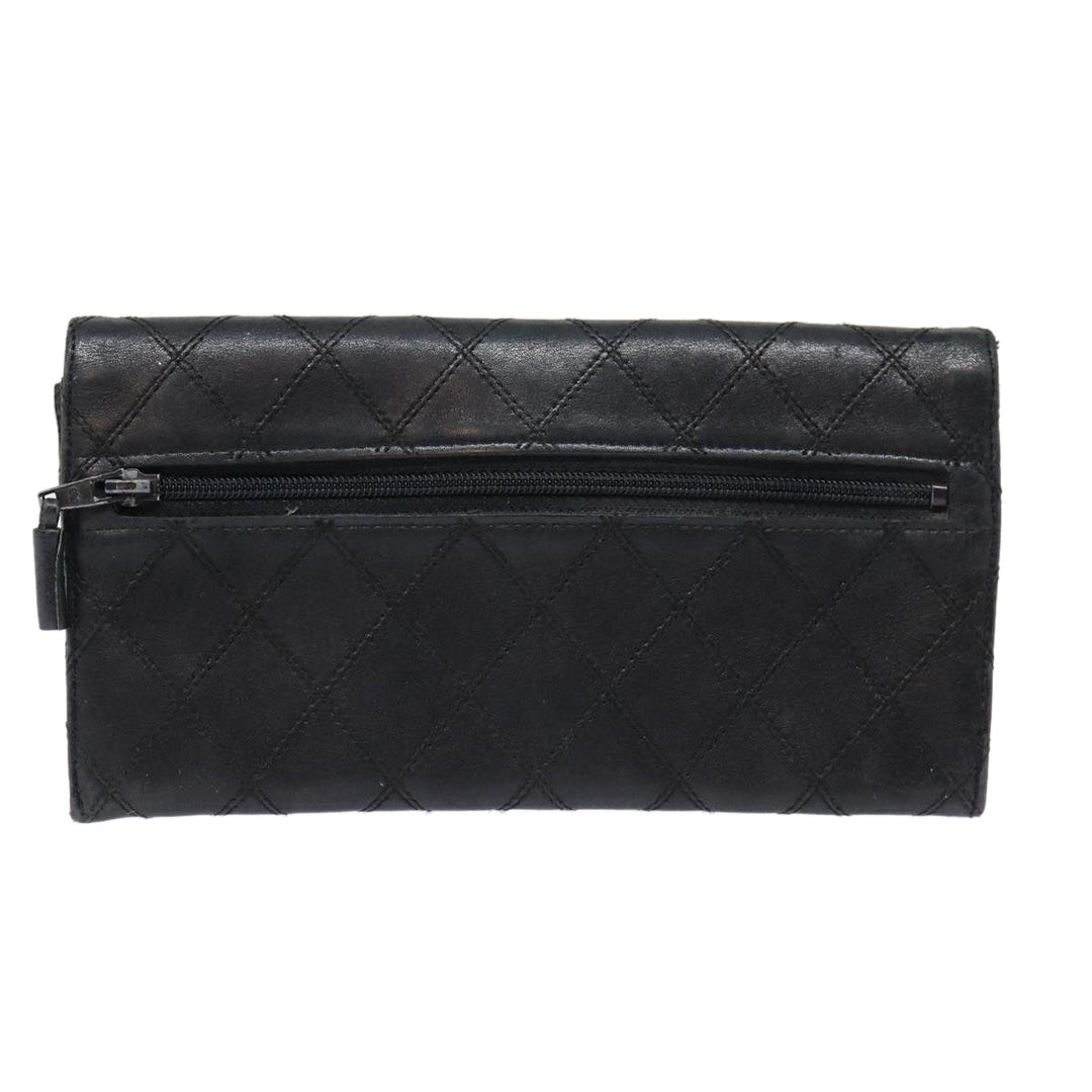 Chanel Bicolore Wallet Leather Black Gold CC Auth bs17489