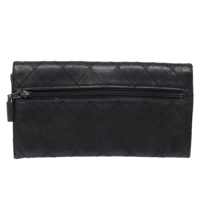 Chanel Bicolore Wallet Leather Black Gold CC Auth bs17489