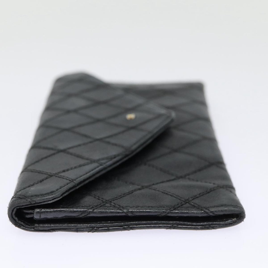 Chanel Bicolore Wallet Leather Black Gold CC Auth bs17489