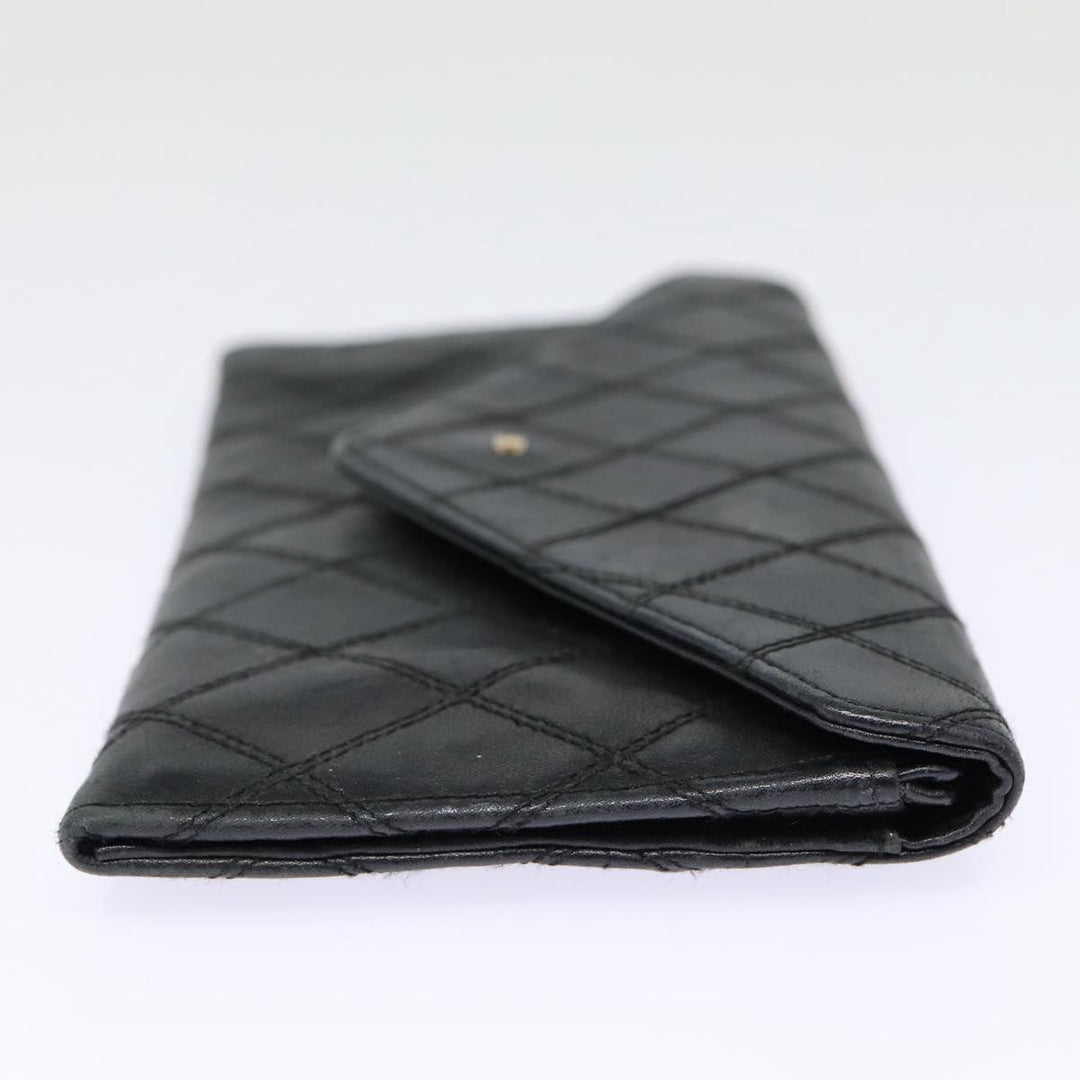 Chanel Bicolore Wallet Leather Black Gold CC Auth bs17489