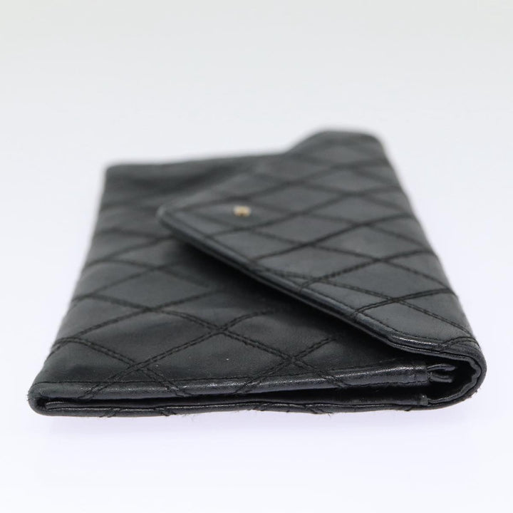 Chanel Bicolore Wallet Leather Black Gold CC Auth bs17489