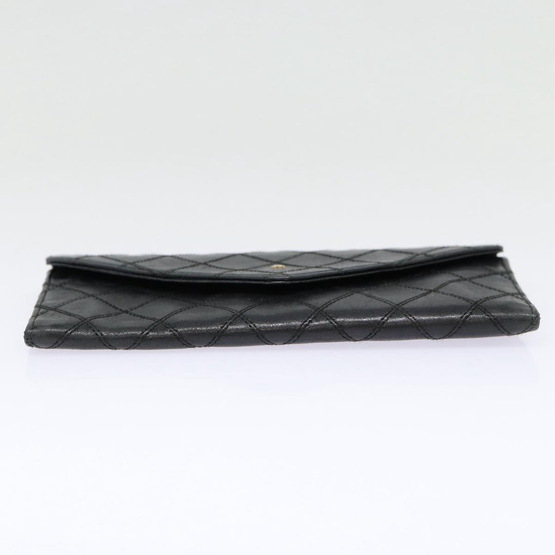 Chanel Bicolore Wallet Leather Black Gold CC Auth bs17489