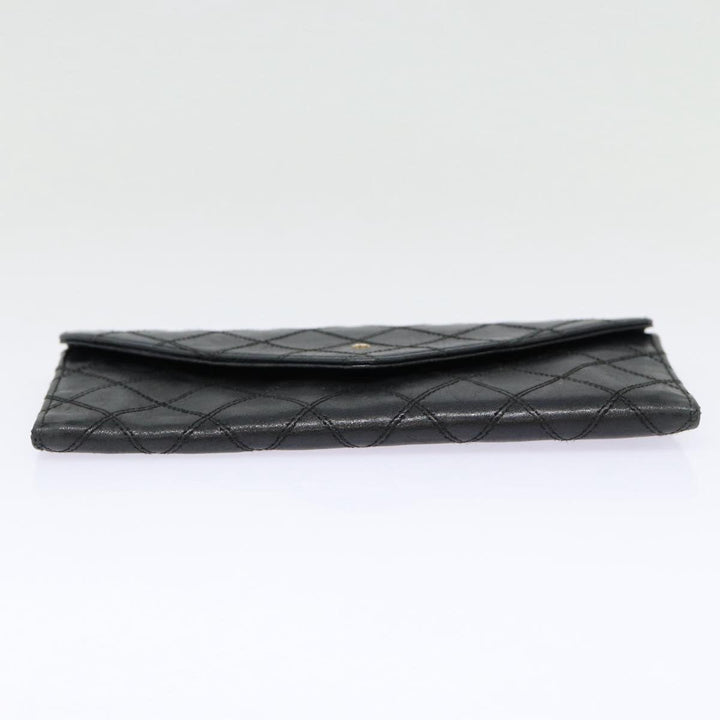 Chanel Bicolore Wallet Leather Black Gold CC Auth bs17489