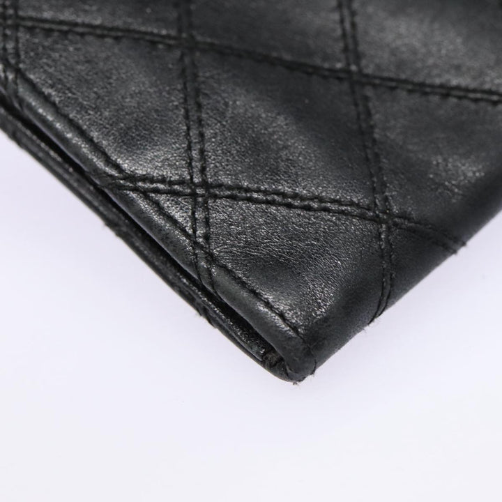 Chanel Bicolore Wallet Leather Black Gold CC Auth bs17489