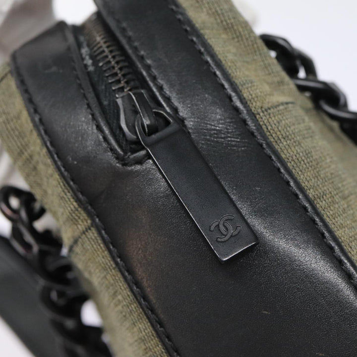 Top Quality Chanel Choco Bar Chain Hand Bag Cotton Gray CC Auth bs17534