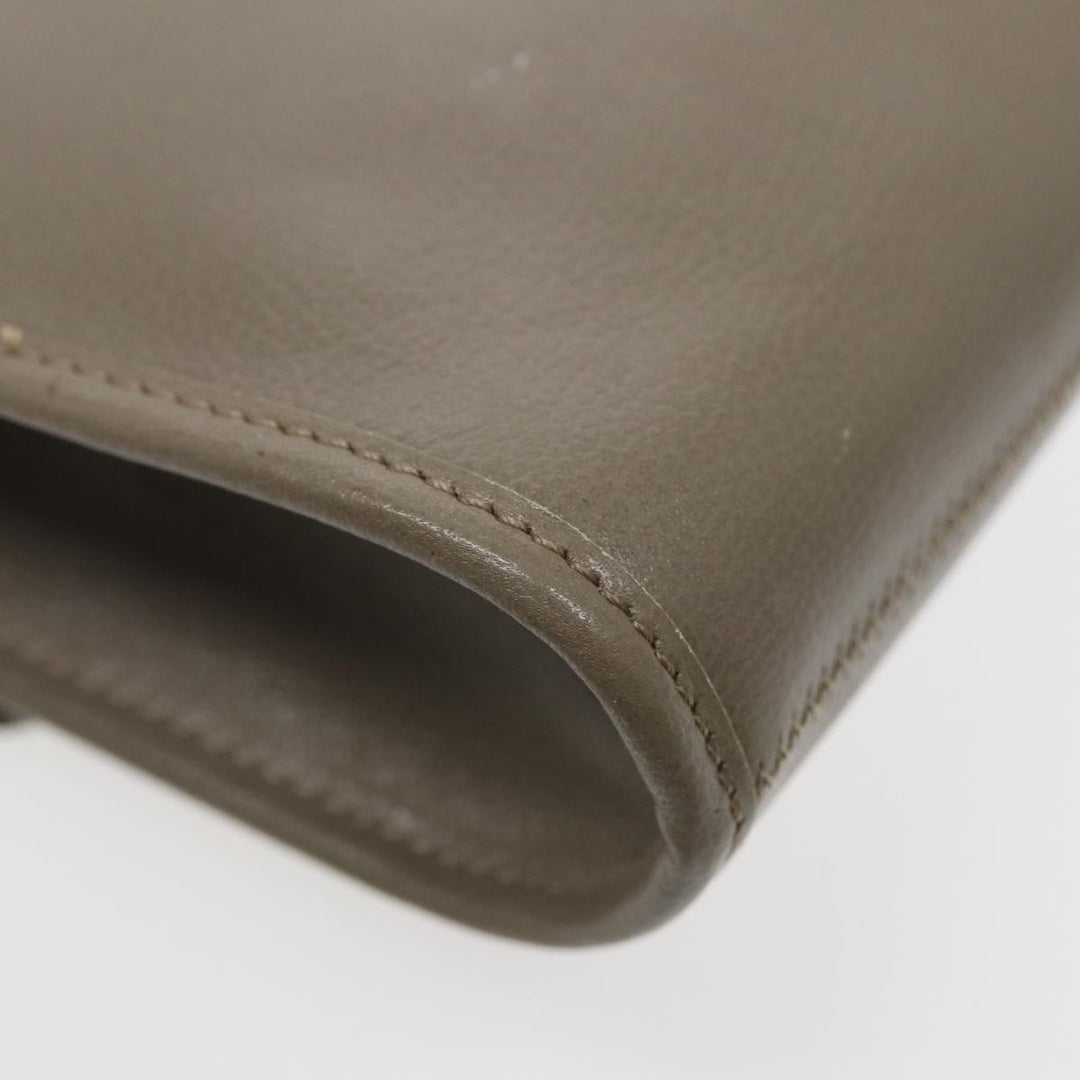 CHRISTIAN Dior Shoulder Bag Leather Gray Gold Auth bs17549