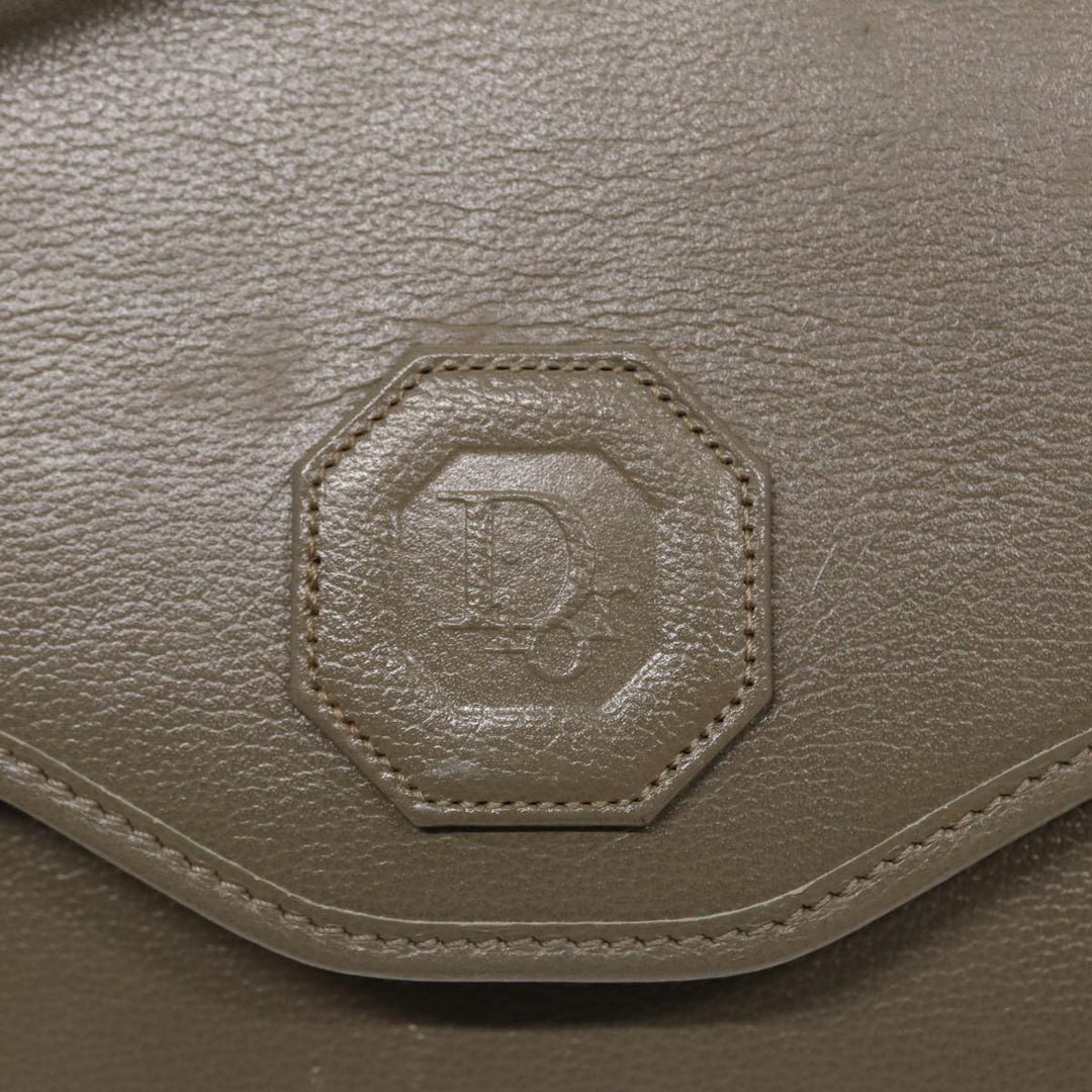 CHRISTIAN Top quality Dior Shoulder Bag Leather Gray Gold Auth bs17549