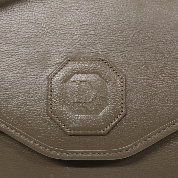 CHRISTIAN Top quality Dior Shoulder Bag Leather Gray Gold Auth bs17549