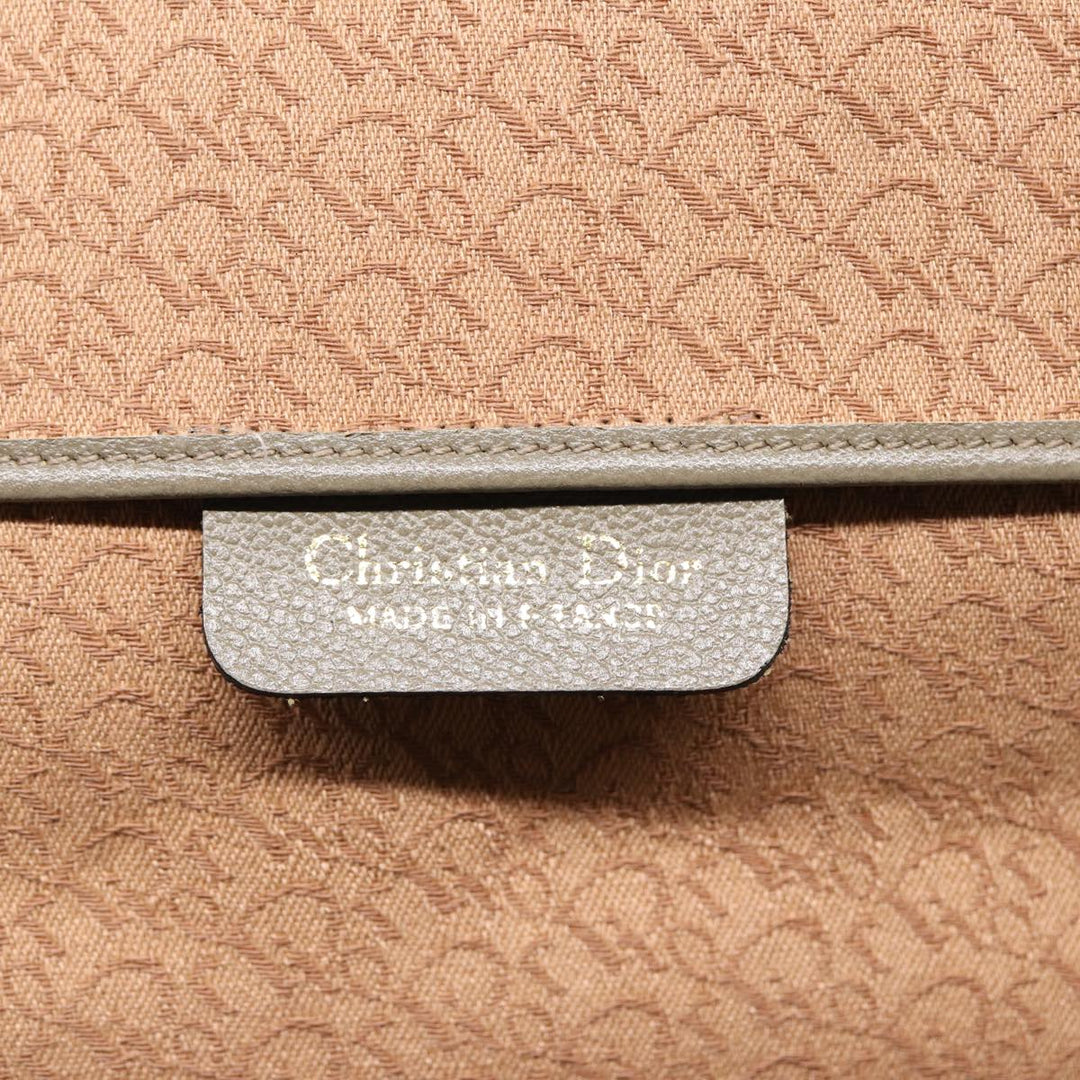 CHRISTIAN Top quality Dior Shoulder Bag Leather Gray Gold Auth bs17549