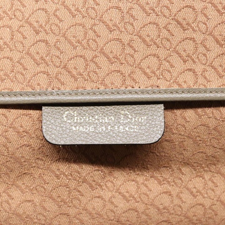 CHRISTIAN Top quality Dior Shoulder Bag Leather Gray Gold Auth bs17549