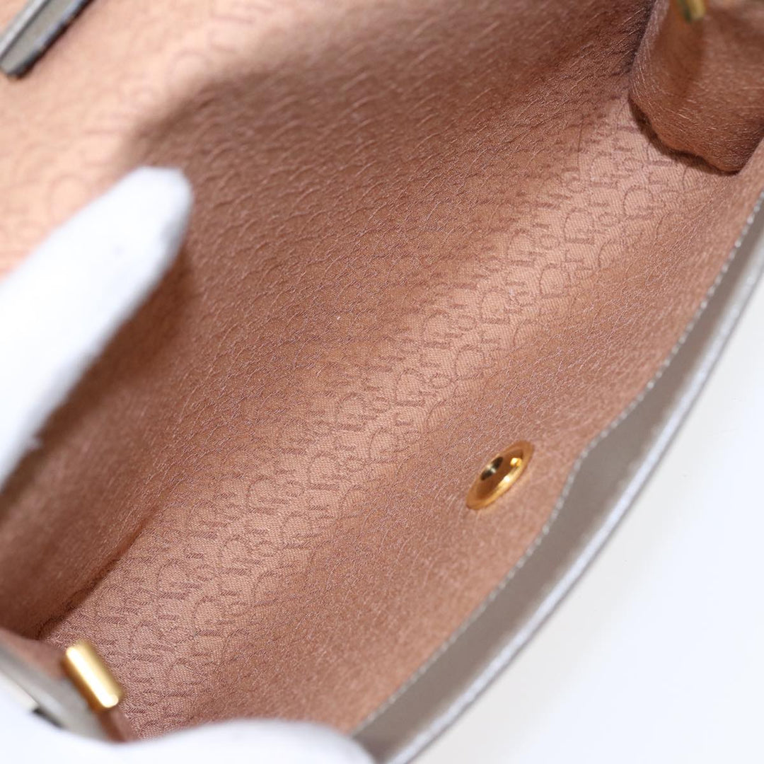 CHRISTIAN Top quality Dior Shoulder Bag Leather Gray Gold Auth bs17549