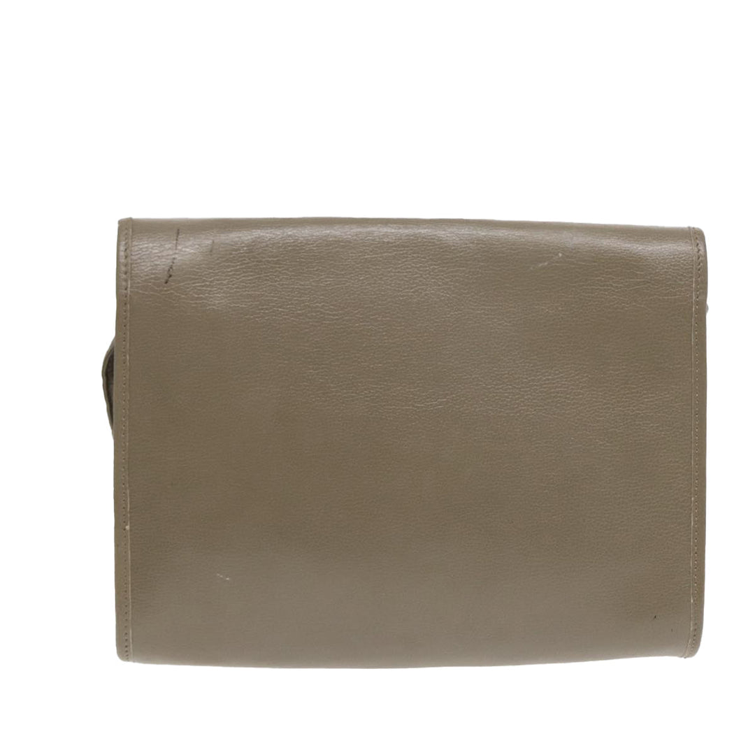 CHRISTIAN Top quality Dior Shoulder Bag Leather Gray Gold Auth bs17549