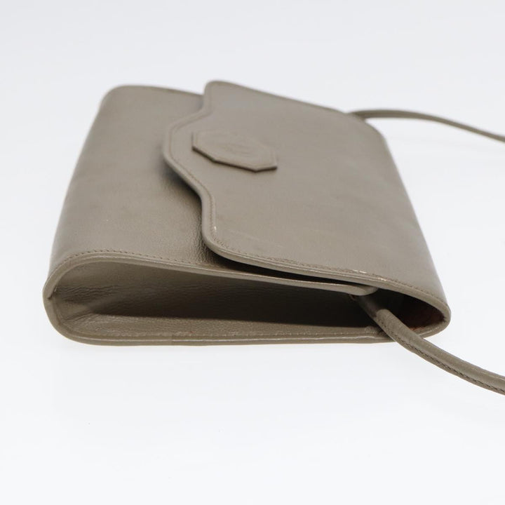 CHRISTIAN Top quality Dior Shoulder Bag Leather Gray Gold Auth bs17549