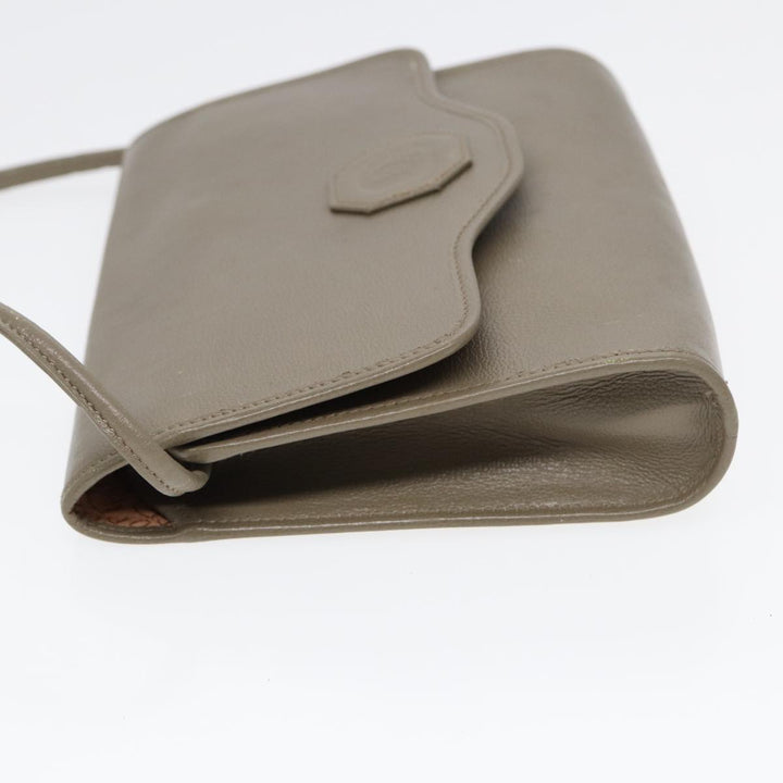 CHRISTIAN Top quality Dior Shoulder Bag Leather Gray Gold Auth bs17549