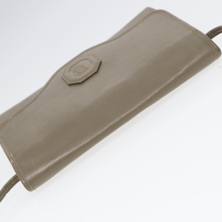 CHRISTIAN Top quality Dior Shoulder Bag Leather Gray Gold Auth bs17549