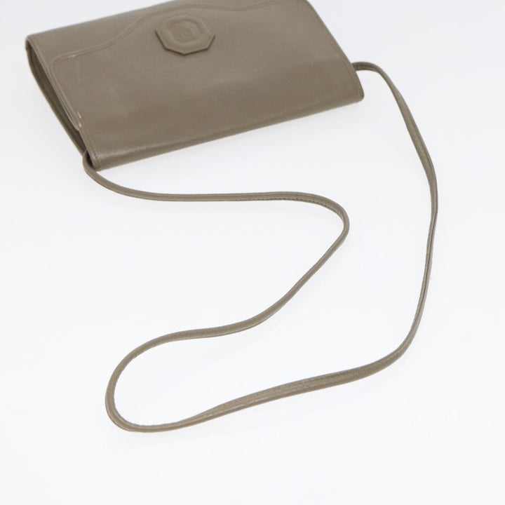 CHRISTIAN Top quality Dior Shoulder Bag Leather Gray Gold Auth bs17549