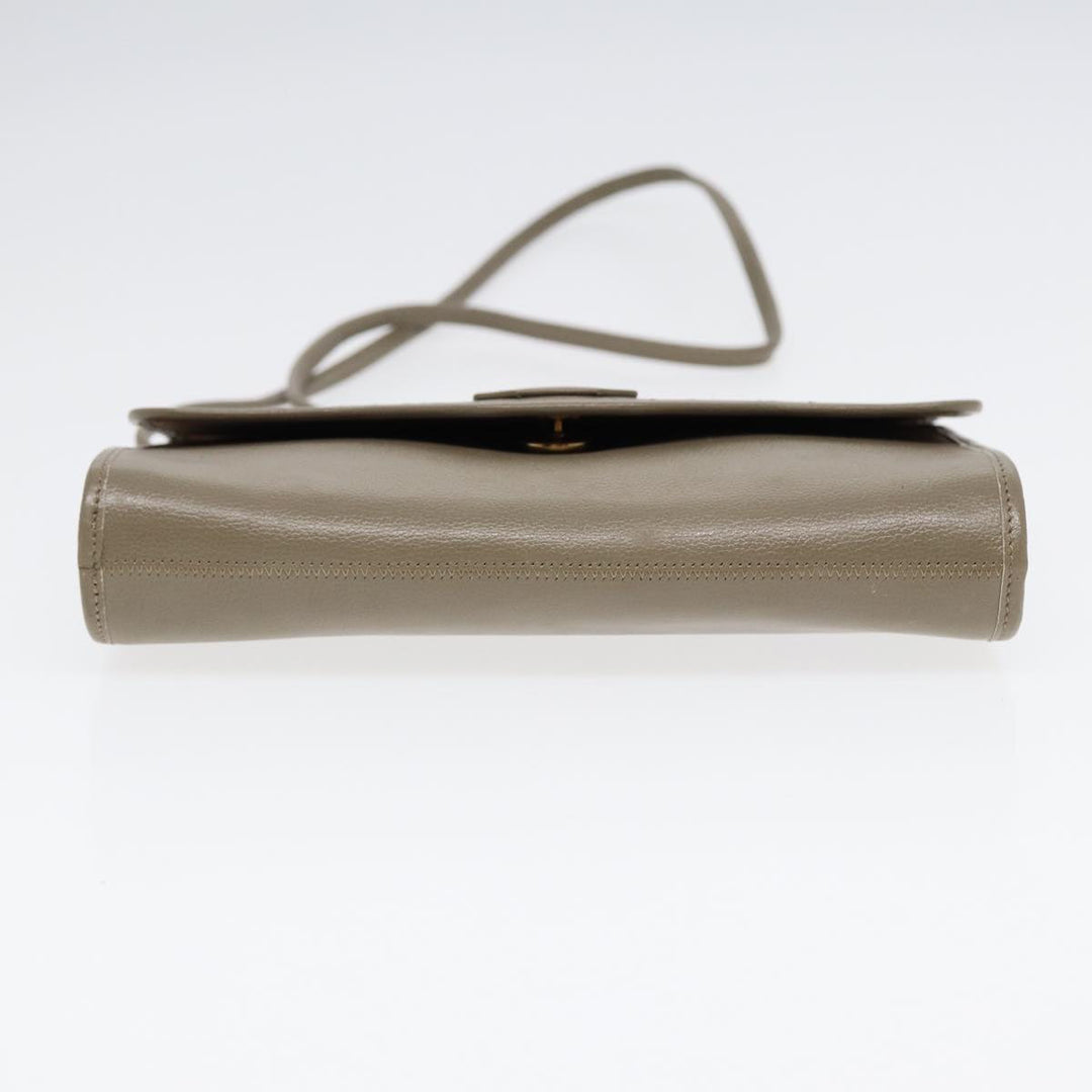 CHRISTIAN Top quality Dior Shoulder Bag Leather Gray Gold Auth bs17549
