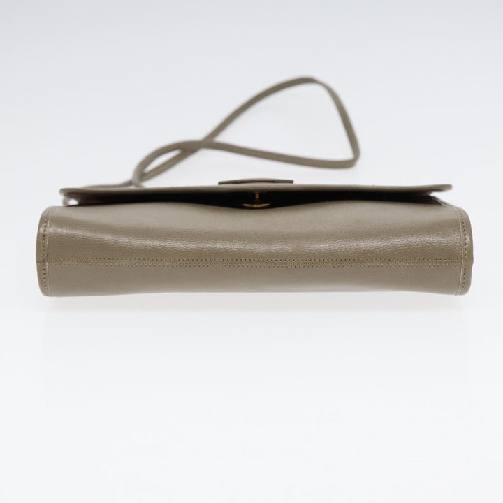 CHRISTIAN Top quality Dior Shoulder Bag Leather Gray Gold Auth bs17549