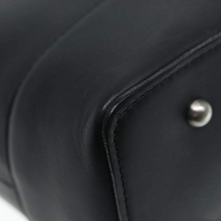 Burberry Hand Bag Leather Black Silver Auth bs17557