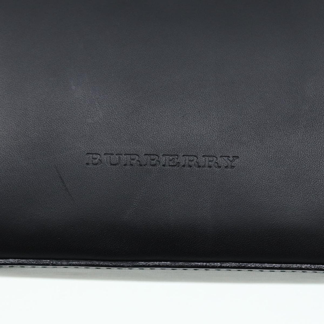 Burberry Hand Bag Leather Black Silver Auth bs17557
