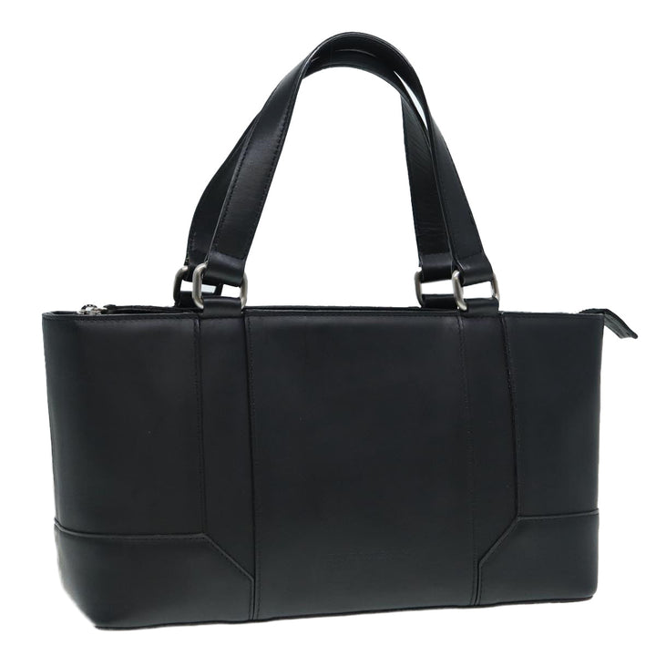 Burberry Hand Bag Leather Black Silver Auth bs17557
