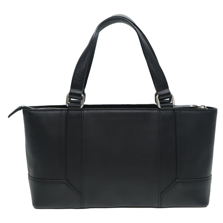 Burberry Hand Bag Leather Black Silver Auth bs17557