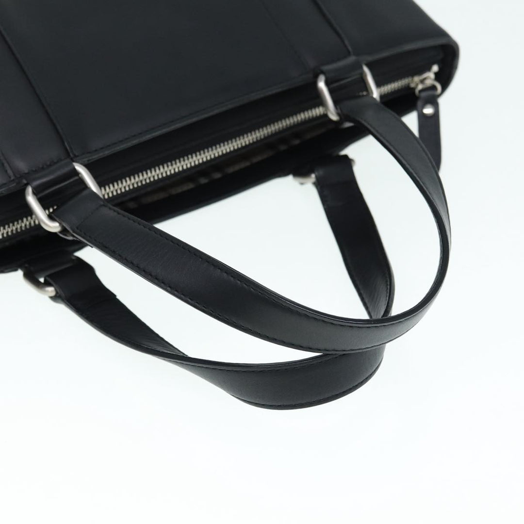 Burberry Hand Bag Leather Black Silver Auth bs17557