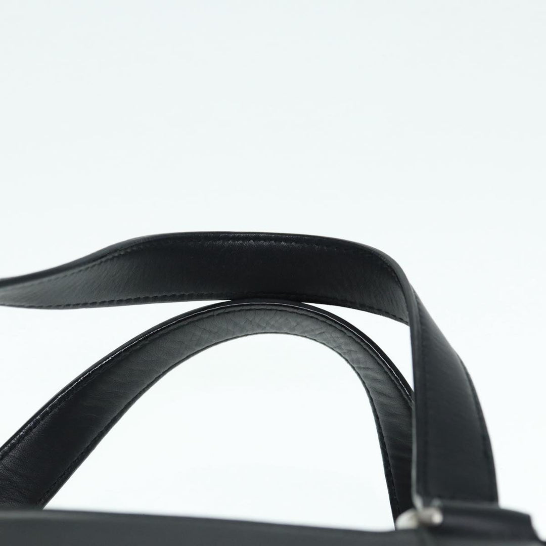 Burberry Hand Bag Leather Black Silver Auth bs17557