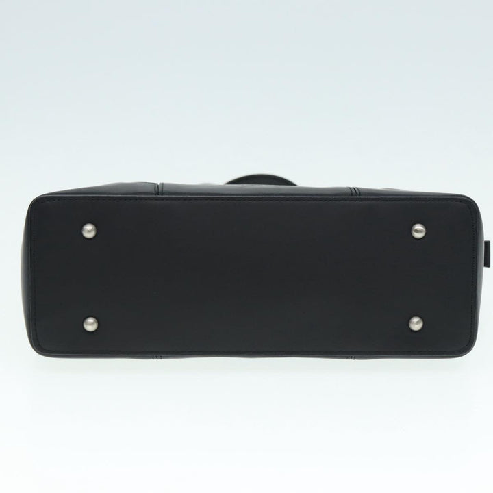 Burberry Hand Bag Leather Black Silver Auth bs17557