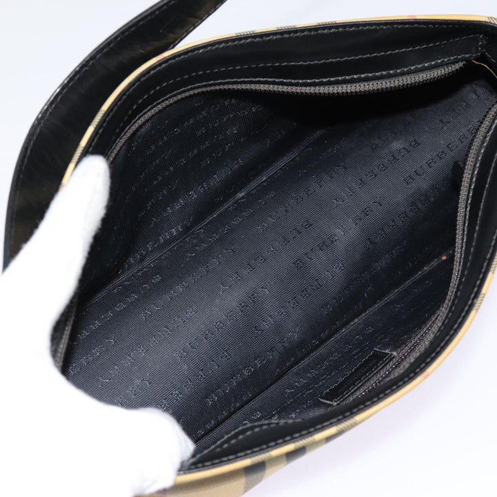 Burberry Nova Check Shoulder Bag PVC Beige Auth bs17559