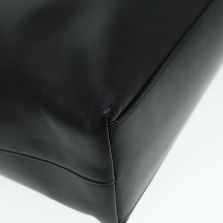 CHRISTIAN Top quality Dior Tote Bag Leather Black Gold Auth bs17566