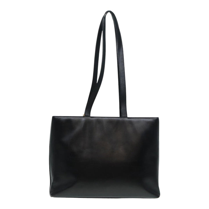 CHRISTIAN Top quality Dior Tote Bag Leather Black Gold Auth bs17566