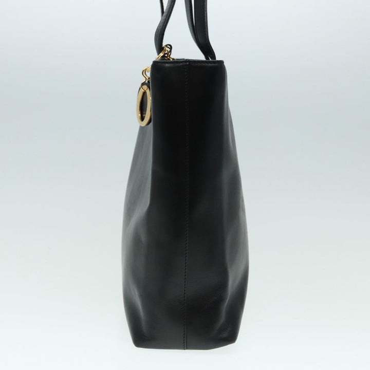 CHRISTIAN Top quality Dior Tote Bag Leather Black Gold Auth bs17566