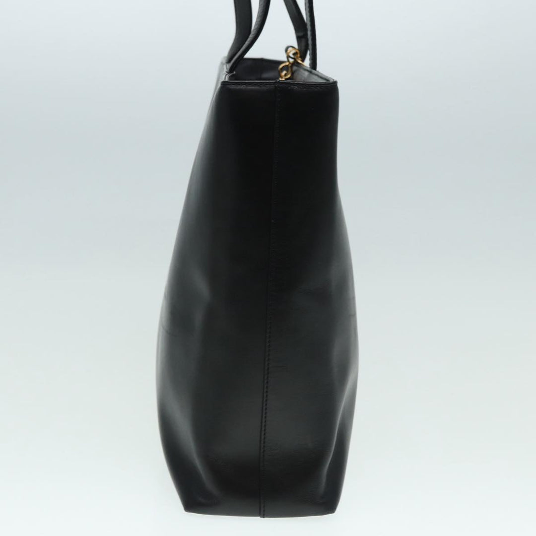 CHRISTIAN Top quality Dior Tote Bag Leather Black Gold Auth bs17566