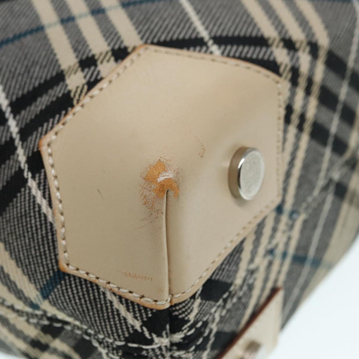 Burberry Nova Check Blue Label Tote Bag Canvas Blue Silver Auth bs17615