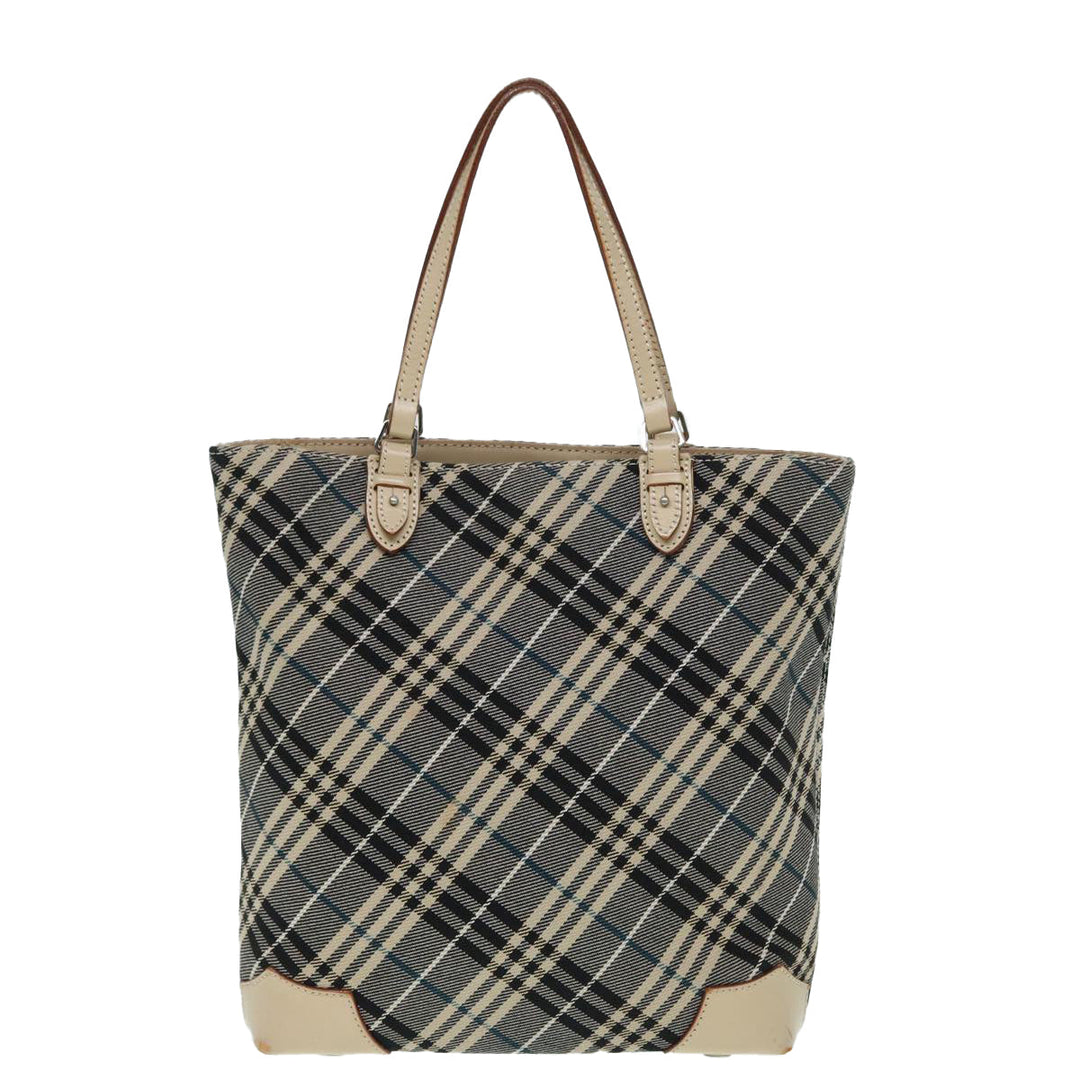 Burberry Nova Check Blue Label Tote Bag Canvas Blue Silver Auth bs17615
