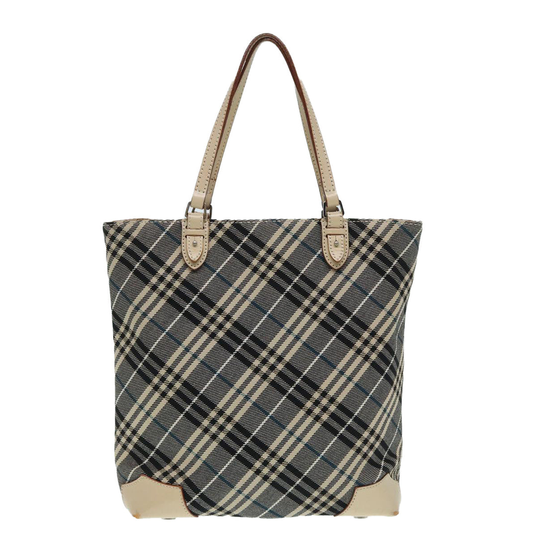 Burberry Nova Check Blue Label Tote Bag Canvas Blue Silver Auth bs17615
