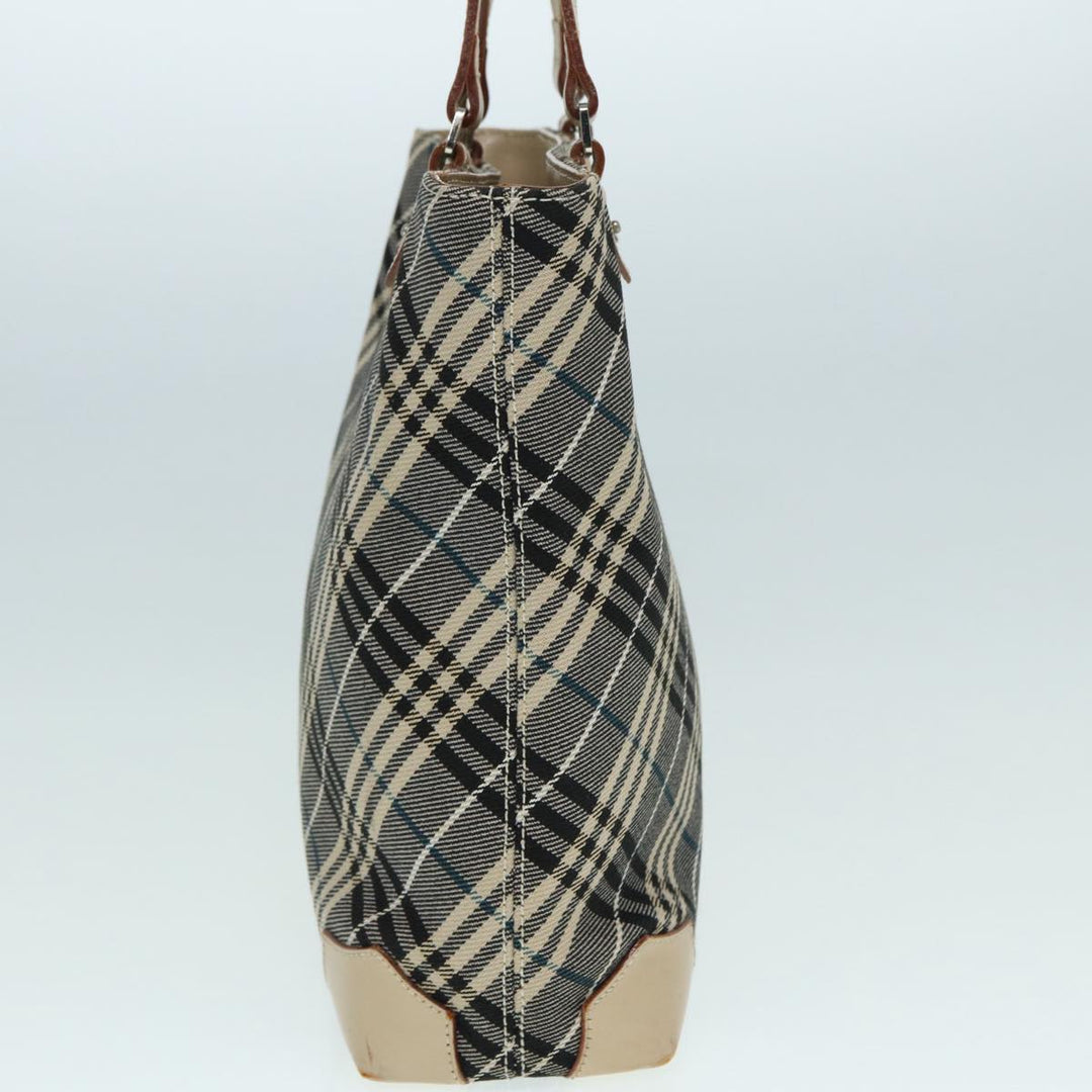 Burberry Nova Check Blue Label Tote Bag Canvas Blue Silver Auth bs17615