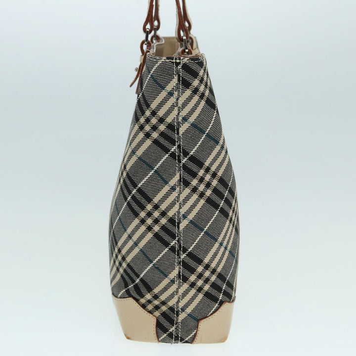 Burberry Nova Check Blue Label Tote Bag Canvas Blue Silver Auth bs17615
