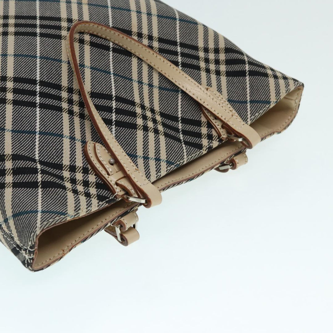 Burberry Nova Check Blue Label Tote Bag Canvas Blue Silver Auth bs17615