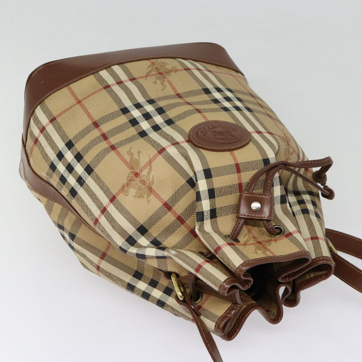 BurberrySs Nova Check Shoulder Bag PVC Beige Auth bs17637