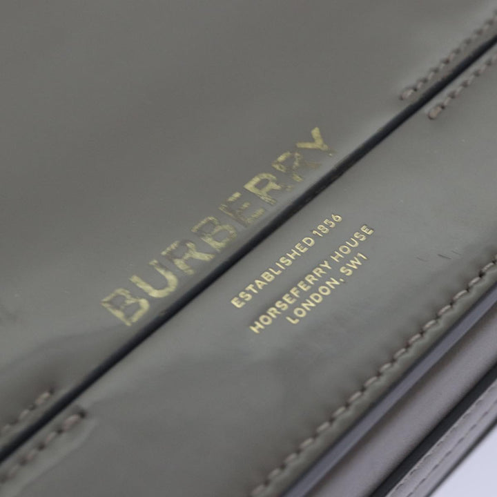Burberry Shoulder Bag Patent leather Gray Gold Auth bs17639