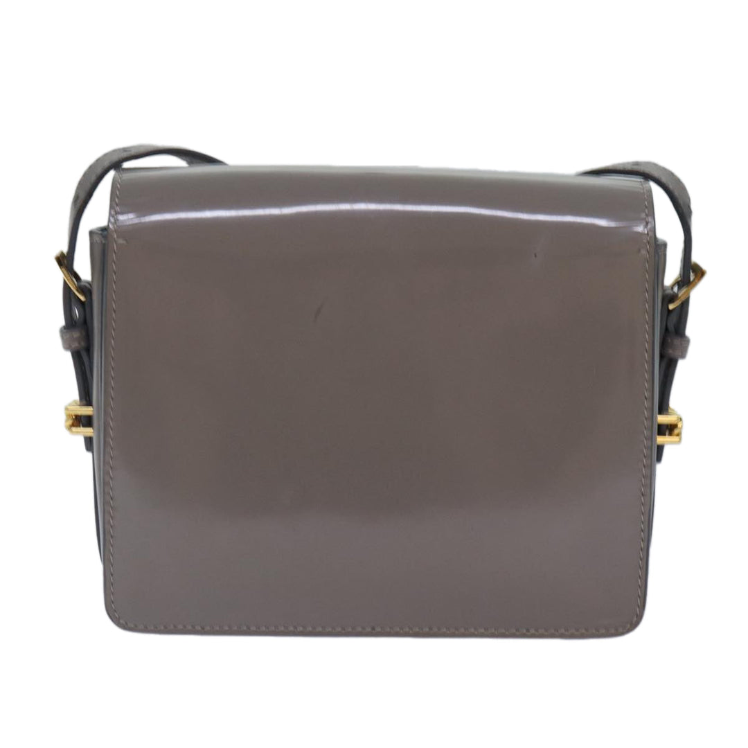 Burberry Shoulder Bag Patent leather Gray Gold Auth bs17639