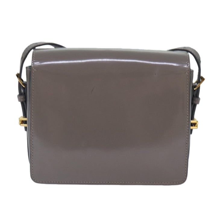 Burberry Shoulder Bag Patent leather Gray Gold Auth bs17639