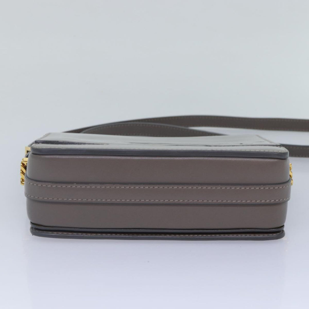 Burberry Shoulder Bag Patent leather Gray Gold Auth bs17639