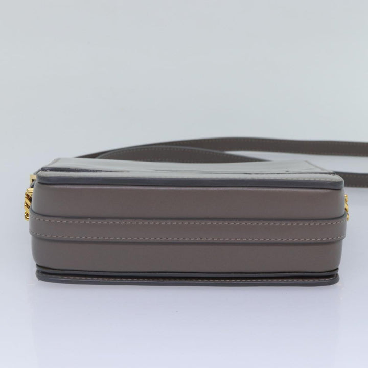 Burberry Shoulder Bag Patent leather Gray Gold Auth bs17639